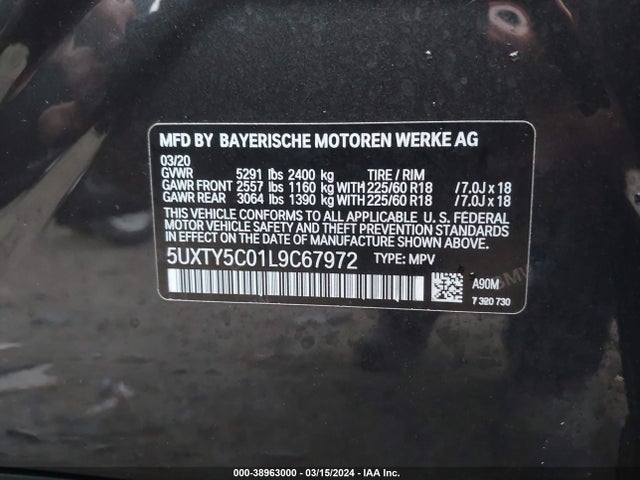5UXTY5C01L9C67972 BMW X3 Xdrive30i
