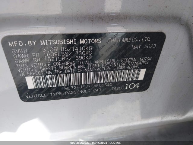 ML32FUFJ7PHF06540 Mitsubishi Mirage G4 Es