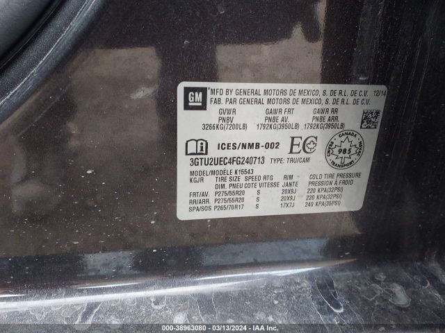 3GTU2UEC4FG240713 GMC Sierra 1500 Sle