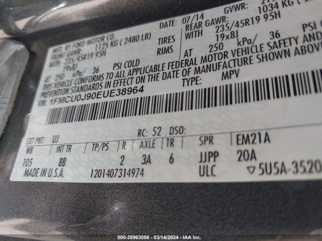 Ford Escape Titanium 2014 1FMCU0J90EUE38964 Image 9