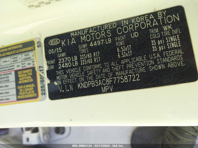 KIA Sportage Lx 2015 KNDPB3AC8F7758722 Image 9