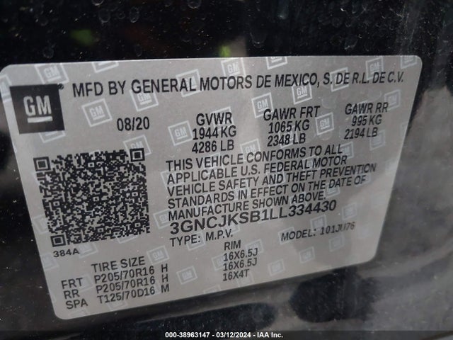 Chevrolet Trax Fwd Ls 2020 3GNCJKSB1LL334430 Image 9