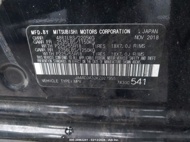JA4AD3A32KZ027955 Mitsubishi Outlander Se