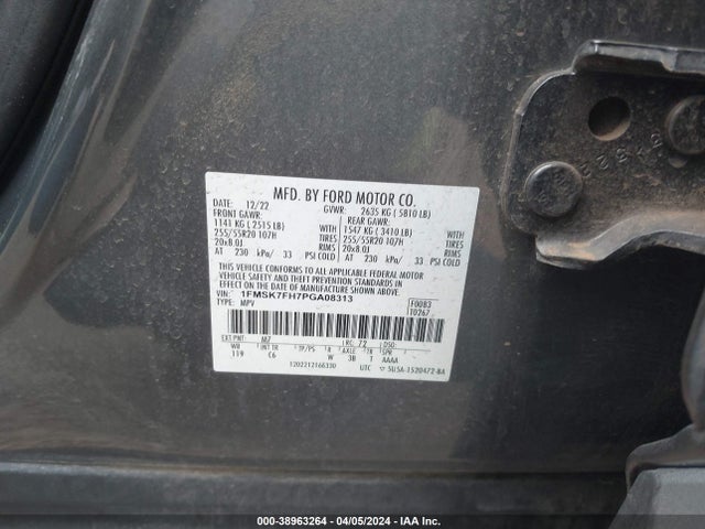 Ford Explorer Limited 2023 1FMSK7FH7PGA08313 Image 9