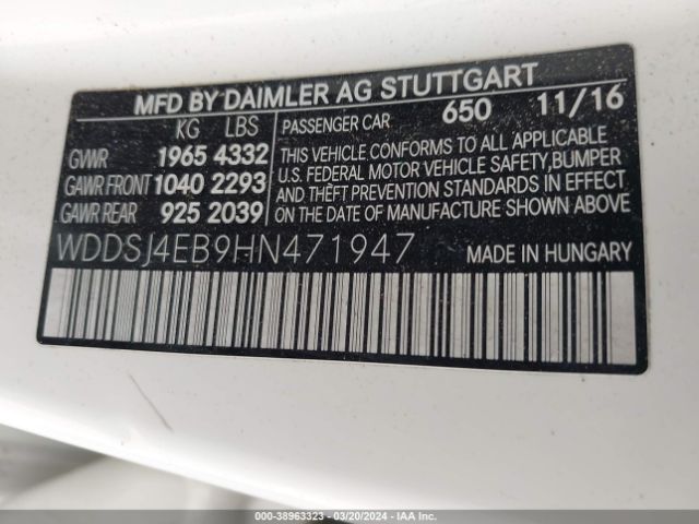 WDDSJ4EB9HN471947 Mercedes-Benz CLA 250