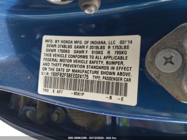 Honda Civic Lx 2014 19XFB2F58EE024175 Image 9