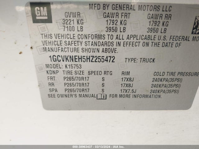 Chevrolet Silverado 1500 Wt 2017 1GCVKNEH5HZ255472 Image 9