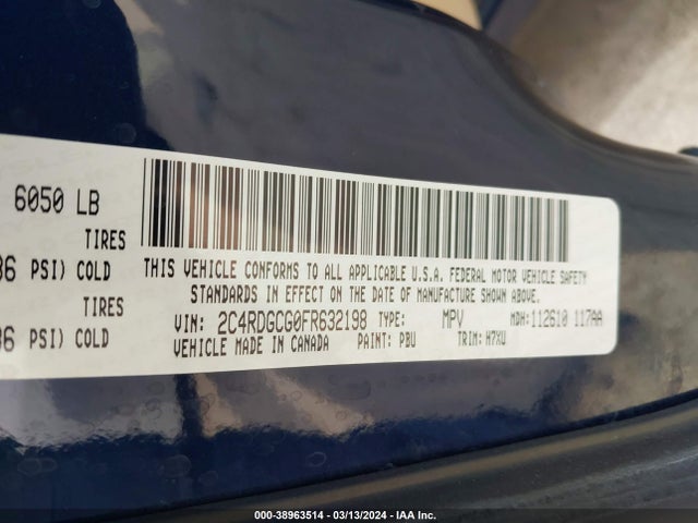 Dodge Grand Caravan Sxt 2015 2C4RDGCG0FR632198 Image 9