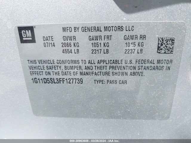 Chevrolet MALIBU 2LT 2015 1G11D5SL3FF127739 Image 9