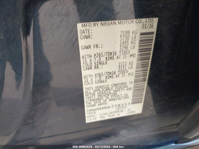 Nissan Frontier Sv 2016 1N6AD0ER8GN728353 Image 9