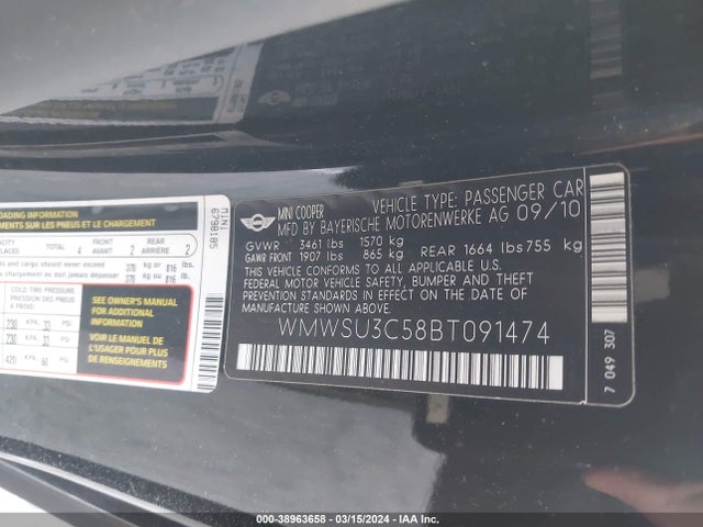 2011 MINI COOPER WMWSU3C58BT091474 Photo 8
