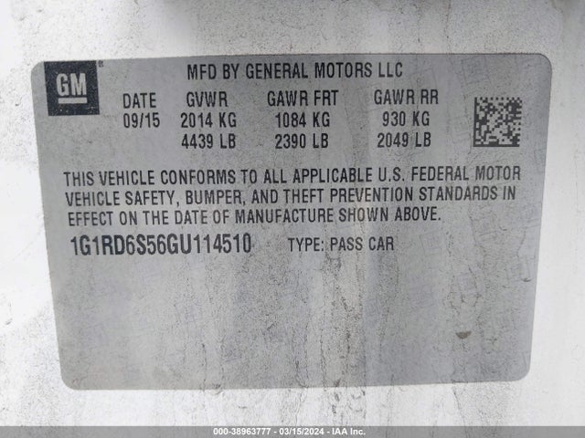 Chevrolet Volt Premier 2016 1G1RD6S56GU114510 Image 9