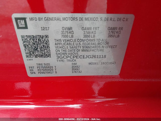 Chevrolet Silverado 1500 Custom 2018 3GCPCPEC1JG261118 Image 9