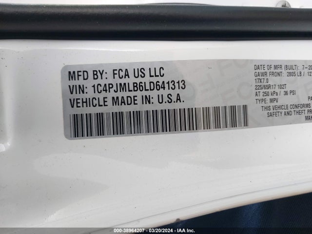1C4PJMLB6LD641313 Jeep Cherokee Latitude Plus 4x4