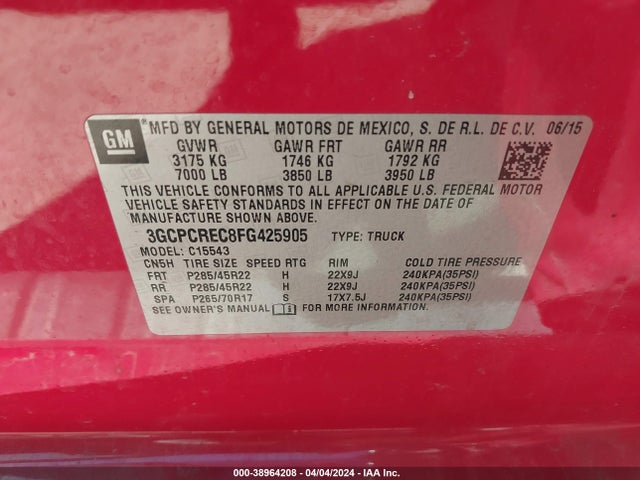 Chevrolet Silverado 1500 1lt 2015 3GCPCREC8FG425905 Image 9