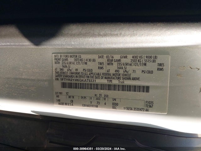 Ford Transit-250 2016 1FTYR2YM6GKA79331 Image 9