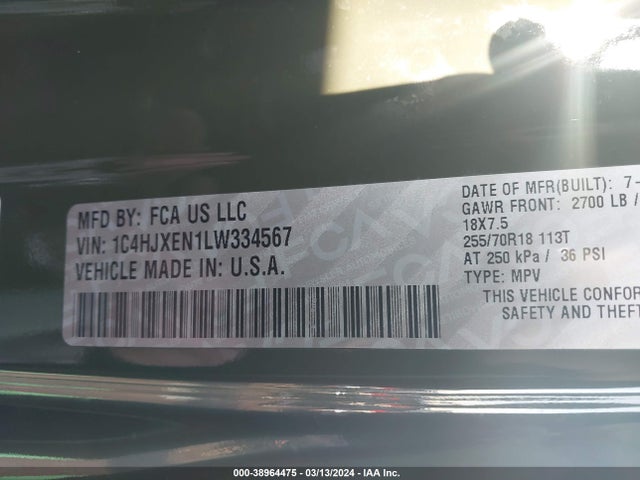 1C4HJXEN1LW334567 Jeep Wrangler Unlimited Sahara 4x4