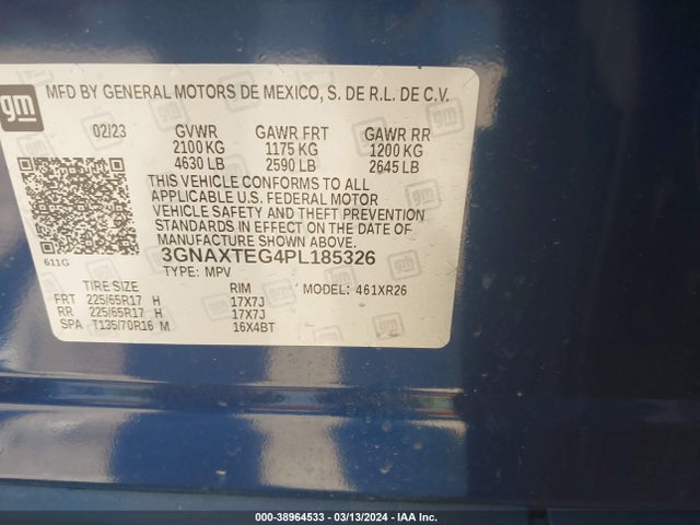Chevrolet Equinox Awd 2fl 2023 3GNAXTEG4PL185326 Image 9