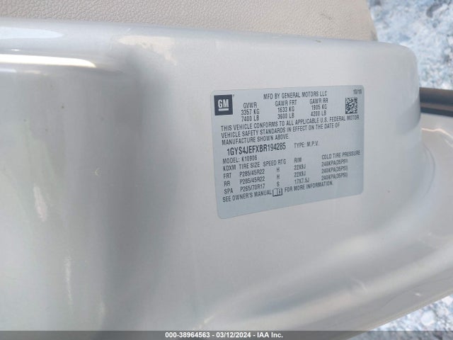 Aukcja sprzedaży 2011 Cadillac Escalade Esv Premium, vin: 1GYS4JEFXBR194285, numer aukcji: 38964563