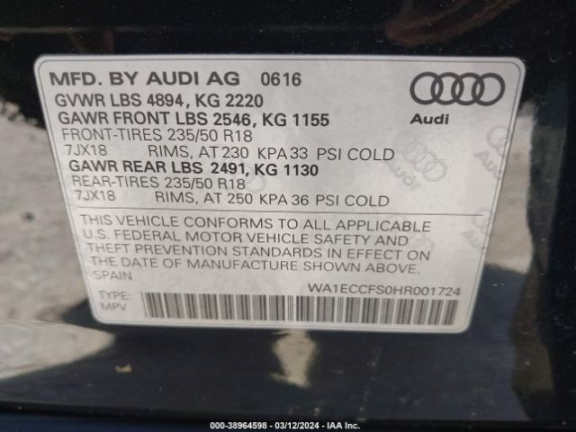 WA1ECCFS0HR001724 Audi Q3 2.0t Premium
