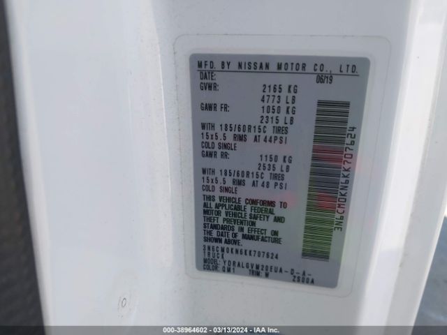 3N6CM0KN6KK707624 Nissan NV200 SV