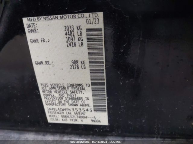 1N4BL4CW4PN353545 Nissan Altima Sr Intelligent Awd