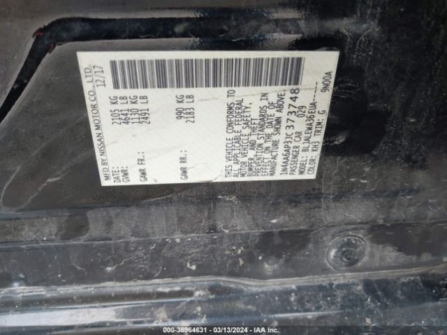 1N4AA6AP3JC373748 Nissan Maxima 3.5 Sl