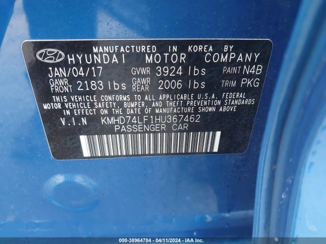 Hyundai ELANTRA SE 2017 KMHD74LF1HU367462 Image 9