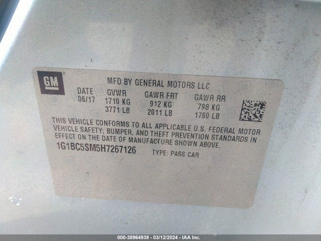 Chevrolet Cruze Ls Auto 2017 1G1BC5SM5H7267126 Image 9