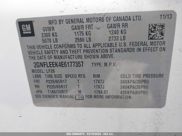 Chevrolet EQUINOX LS 2014 2GNFLEEK4E6177357 Image 9