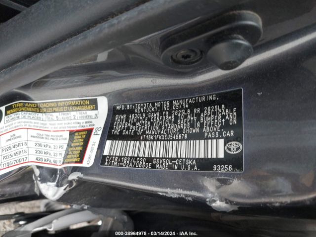 4T1BK1FKXEU549878 Toyota Camry Se V6