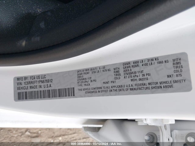 1C6RREFT1PN676912 RAM 1500