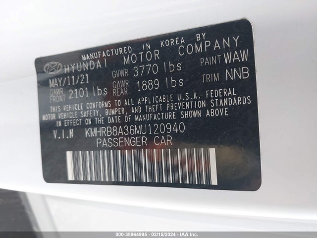 Hyundai Venue Se 2021 KMHRB8A36MU120940 Image 9