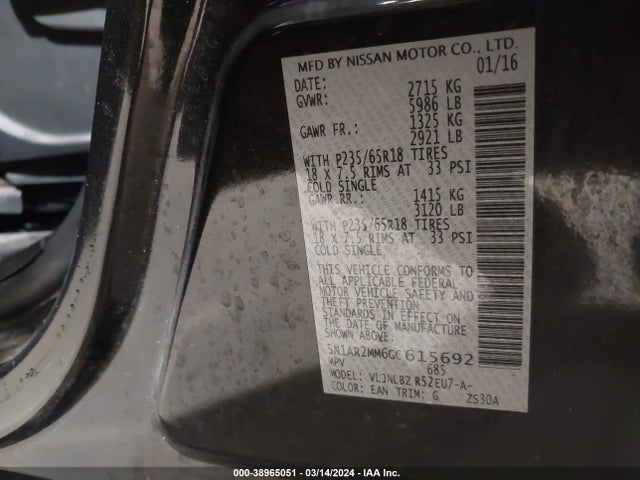 Nissan Pathfinder S 2016 5N1AR2MM6GC615692 Image 9