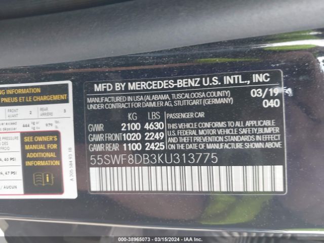 55SWF8DB3KU313775 Mercedes-Benz C 300