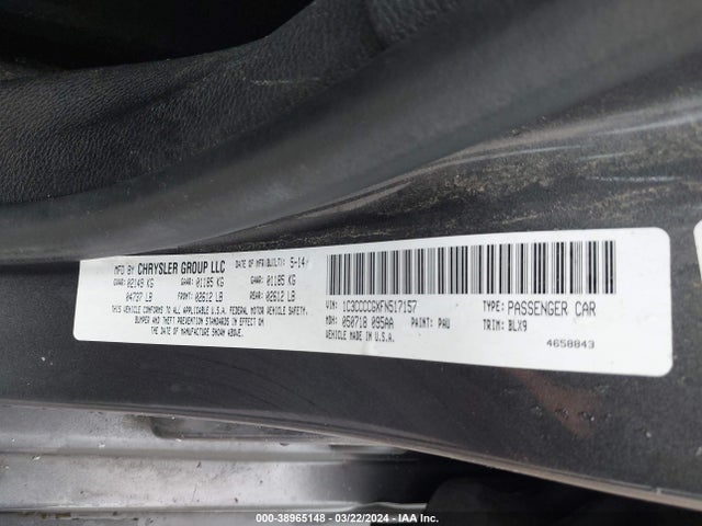 Chrysler 200 C 2015 1C3CCCCGXFN517157 Image 9