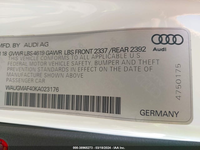 WAUGMAF40KA023176 Audi A4 40 Premium/40 Titanium Premium