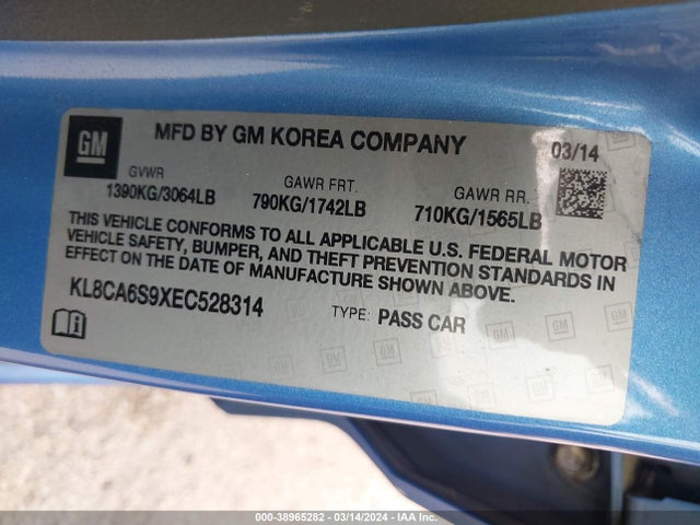 Chevrolet Spark Ls Manual 2014 KL8CA6S9XEC528314 Image 9