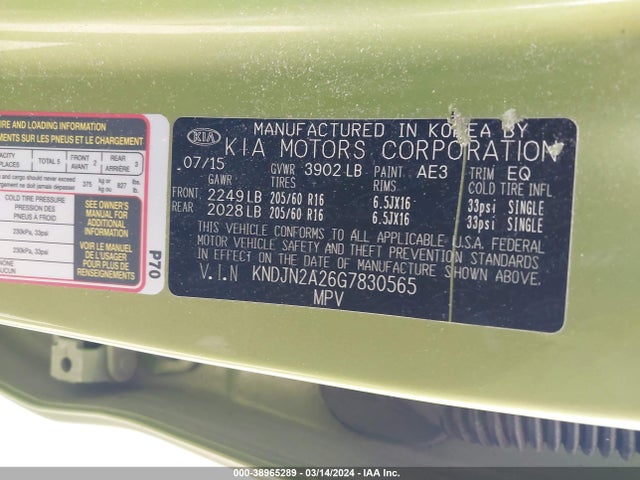 KIA Soul 2016 KNDJN2A26G7830565 Image 9