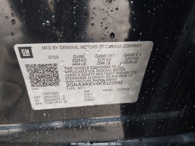 Chevrolet EQUINOX LT 2019 2GNAXKEV6K6123982 Image 9