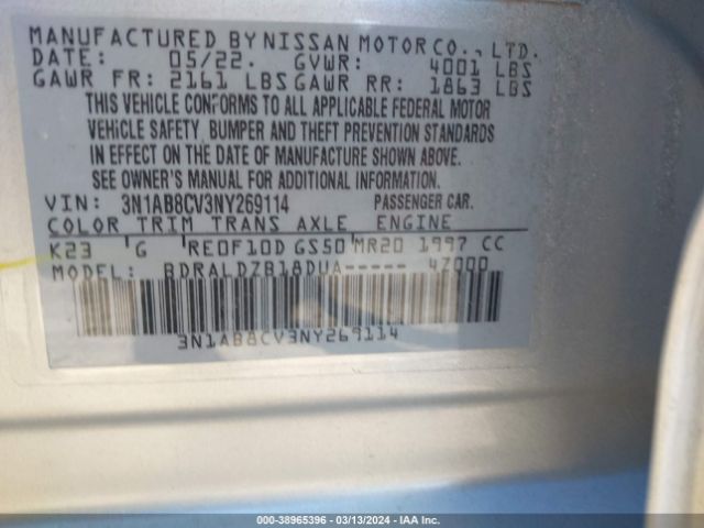 3N1AB8CV3NY269114 Nissan Sentra Sv Xtronic Cvt
