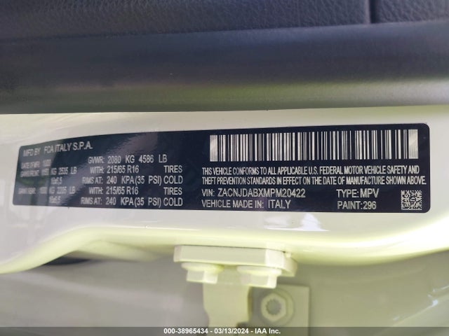 ZACNJDABXMPM20422 Jeep Renegade Sport 4x4