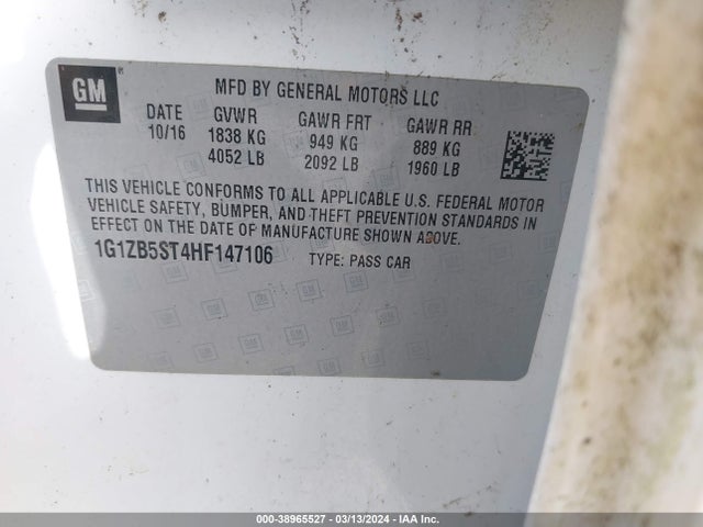 Chevrolet MALIBU LS 2017 1G1ZB5ST4HF147106 Image 9