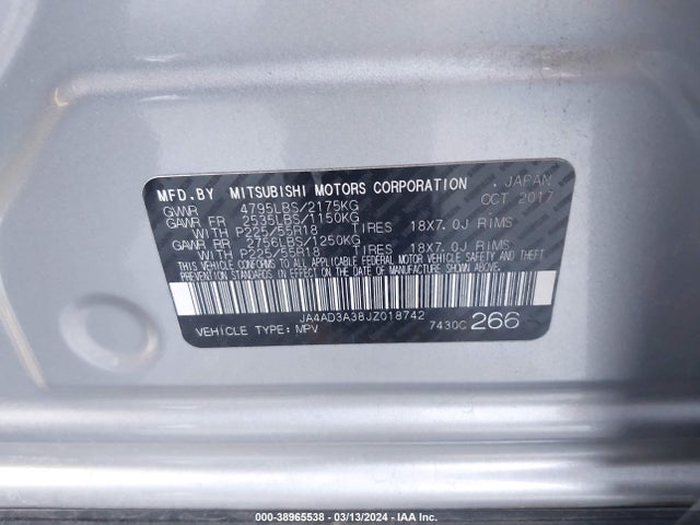 Mitsubishi Outlander Le 2018 JA4AD3A38JZ018742 Image 9