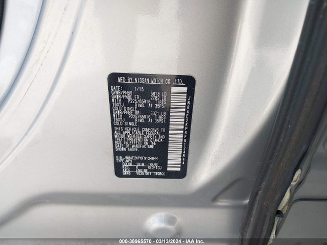 Nissan Quest Sv 2015 JN8AE2KP6F9124844 Image 9