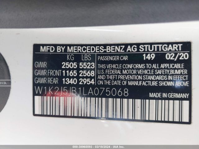 W1K2J5JB1LA075068 Mercedes-Benz CLS 450