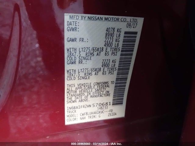 1N6BA1F42HN570681 Nissan Titan Xd Pro-4x Diesel