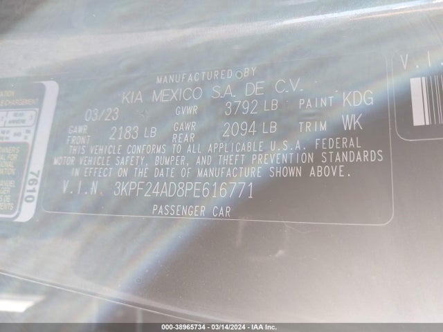 KIA Forte Lxs 2023 3KPF24AD8PE616771 Image 9