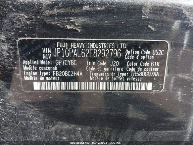 JF1GPAL62E8292796 Subaru Impreza 2.0i Sport Premium