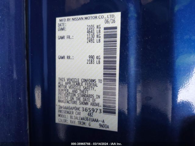 1N4AA6AP0HC365973 Nissan Maxima 3.5 Sl